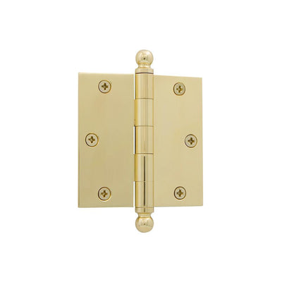 3.5 in. Ball Tip Residential Hinge with Square Corners in Polished Brass - Super Arbor