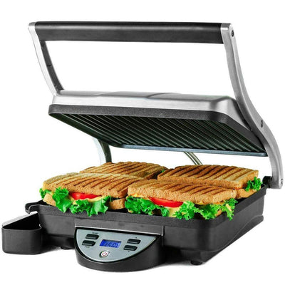 GP1000BR 1500 W Brushed Nickel Non-Stick Panini Press - Super Arbor