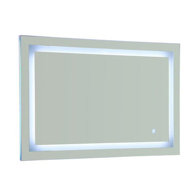 39.5 in x 28.5 in. White/Blue LED Lighted Mirror With Touch Sensor - Super Arbor
