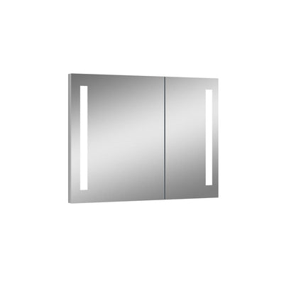 Royale 31.5 in. x 27.625 in Lighted Impressions Frameless Recessed LED Mirror Medicine Cabinet in Aluminum - Super Arbor