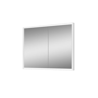 Kona 35.5 in. x 27.625 in. Lighted Impressions Frameless Recessed LED Mirror Medicine Cabinet in Aluminum - Super Arbor