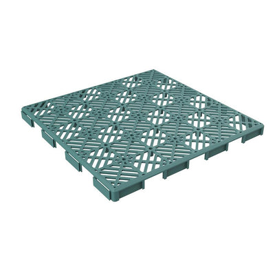 Pure Garden 11.5 in. x 11.5 in. Outdoor Interlocking Diamond Pattern Polypropylene Patio and Deck Tile Flooring in Green (Set of 12)