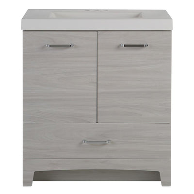 Stancliff 24 in. W x 19 in. D Bathroom Vanity in Elm Sky with Cultured Marble Vanity Top in White with White Sink - Super Arbor