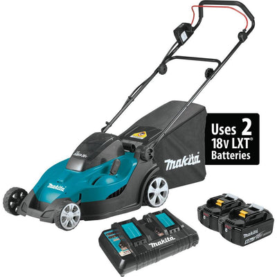 Makita 17 in. 5.0 Ah 18-Volt X2 (36-Volt) LXT Lithium-Ion Cordless Walk Behind Push Lawn Mower Kit - Super Arbor