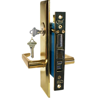 Brass Mortise Entry Lever Left Hand Lock Set with 2-1/2 in. Backset and 2 SC1 Keys - Super Arbor