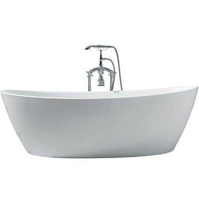 70 in. Acrylic Center Drain Oval Flat Bottom Freestanding Bathtub in White - Super Arbor