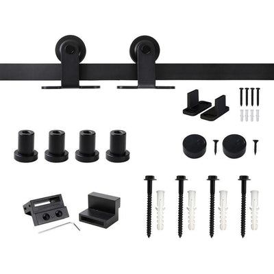 5 ft./60 in. Top Mount Sliding Barn Door Hardware Track Kit for Single Door with Non-Routed Floor Guide Frosted Black - Super Arbor