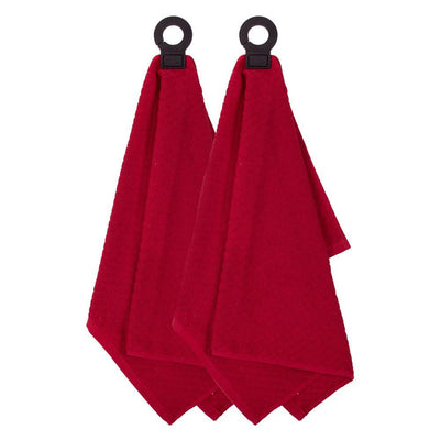 Hook and Hang Paprika Woven Cotton Pattern Kitchen Towel (Set of 2) - Super Arbor