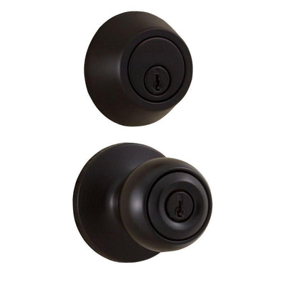 Premiere Essentials Combo Single-Cylinder Deadbolt with Hudson Knob in Oil-Rubbed Bronze - Super Arbor