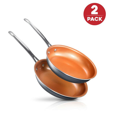 8.5 in. and 9.5 in. Aluminum Ti-Ceramic Nonstick Round Fry Pan Set (2-Piece) - Super Arbor