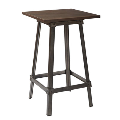 Indio Pub Table in Matte Gunmetal with Vintage Ash Walnut Top - Super Arbor