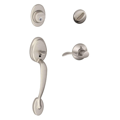 Schlage Plymouth, Accent Satin Nickel Entry Handleset ANSI Grade 2 1-3/4 in.