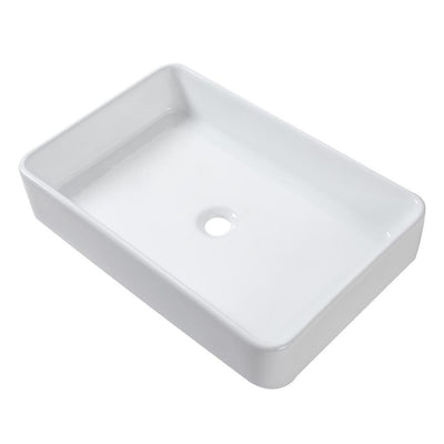 24 in. x 16 in. Bathroom Vessel Sink Modern Rectangle Bathroom Above in White Porcelain Ceramic Vanity Sink Art Basin - Super Arbor