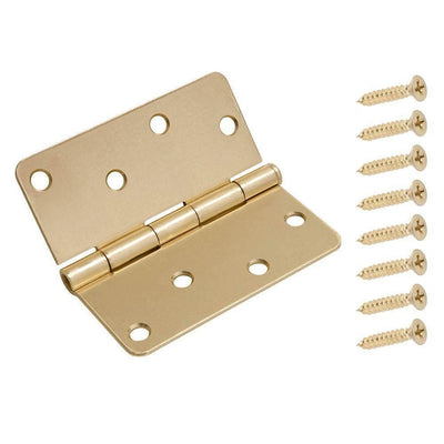 4 in. x 1/4 in. Satin Brass Radius Door Hinge - Super Arbor