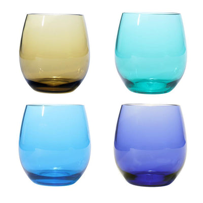 Jewel Tone Plastic BPA Free Stemless Glasses (Set of 4) - Super Arbor