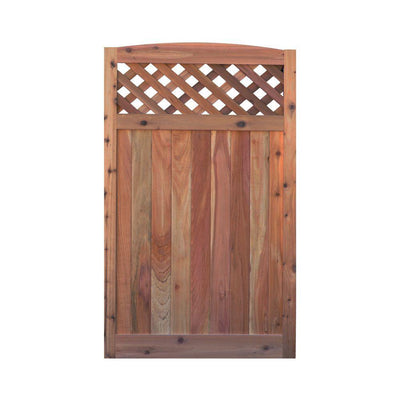 3.5 ft. H W x 6 ft. H H Western Red Cedar Arch Top Diagonal Lattice Fence Gate - Super Arbor