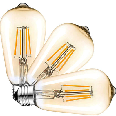 100-Watt Equivalent ST64 Handmade Dimmable LED Filament Light Bulb Clear 2700K Warm 1000 Lumen UL & ENERGY STAR (3-Pack) - Super Arbor