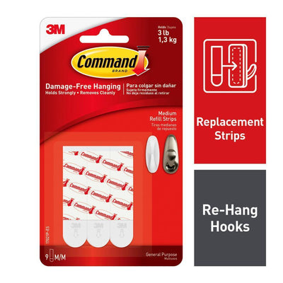 3 lb. Medium White Refill Mounting Strips (9-Pack) - Super Arbor