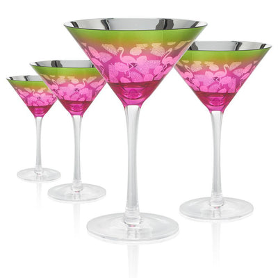 Flamingo 9 oz. Tropics Martini Glass Set (4-Piece) - Super Arbor