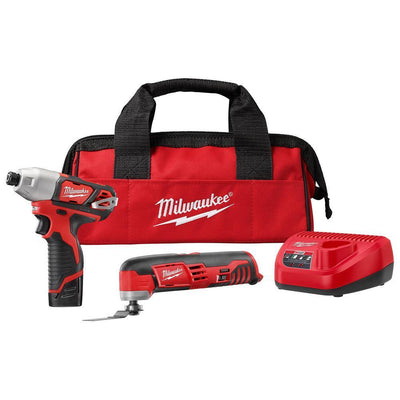 M12 12-Volt Lithium-Ion Cordless Oscillating Multi-Tool and Impact Driver Combo Kit (2-Tool) with Battery and Charger - Super Arbor