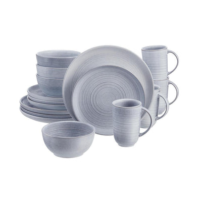 Blakely 16-Piece Reactive Glaze Raindrop Blue Stoneware Dinnerware Set (Service for 4) - Super Arbor