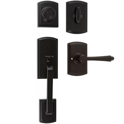 Italian Collection Visconti Single Cylinder Black Door Handleset with Florini Interior - Super Arbor