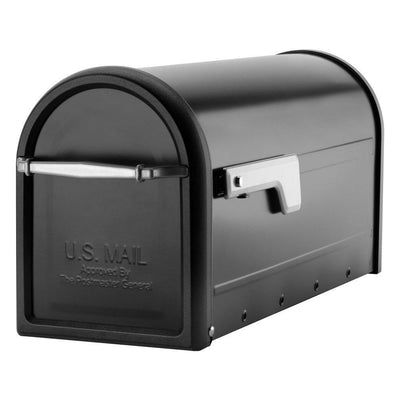 Chadwick Nickel Accents Black Post Mount Mailbox - Super Arbor