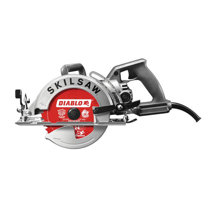 15 Amp Corded Electric 7-1/4 in. Aluminum Worm Drive Circular Saw with 24-Tooth Carbide Tipped Diablo Blade - Super Arbor