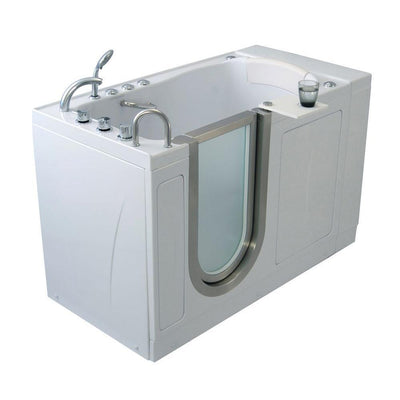 Elite 4.33 ft. x 30 in. Acrylic Walk-In Dual (Air and Hydro) Massage Bathtub in White with Left Drain/Door - Super Arbor