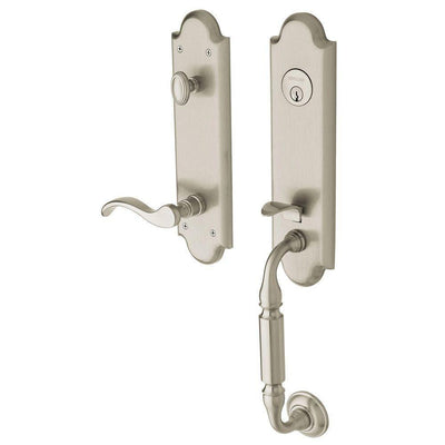 Estate Collection Manchester Single Cylinder Satin Nickel Right-Handed Door Handleset with Wave Door Lever - Super Arbor