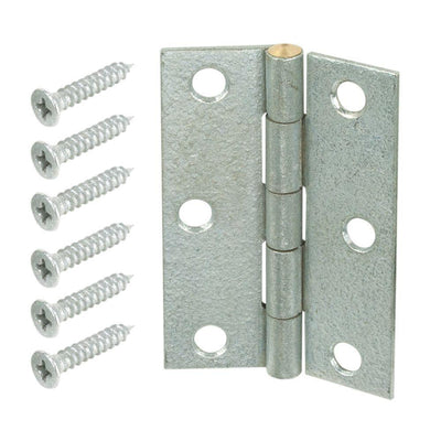 2-1/2 in. Galvanized Non-Removable Pin Narrow Utility Hinge (2-Pack) - Super Arbor