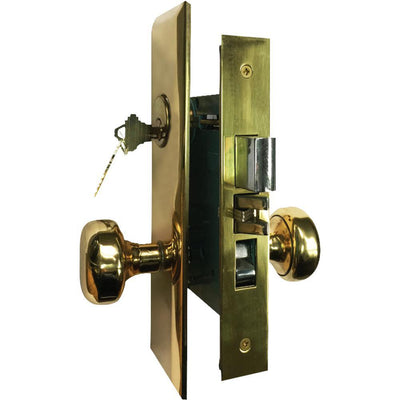 Brass Mortise Entry Right Hand Door Lock Set with 2-3/4 in. Backset, 2 SC1 Keys and Wide Face Plate-Hex - Super Arbor