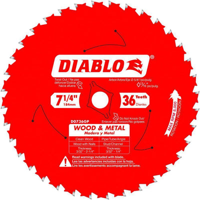 7-1/4 in. x 36 TPI Wood and Metal Carbide Saw Blade - Super Arbor