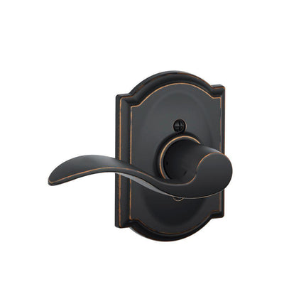 Accent Aged Bronze Left Handed Dummy Door Lever with Camelot Trim - Super Arbor