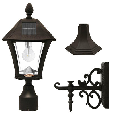 Baytown Bulb Outdoor Black Integrated LED Solar Post Light with Pier and Wall Mounting Options - Super Arbor