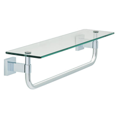 Maxted 18 in. W Glass Shelf with Towel Bar in Polished Chrome - Super Arbor