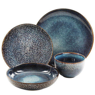 Matisse 16-Piece Contemporary Cobalt Earthenware Dinnerware Set (Service for 4) - Super Arbor