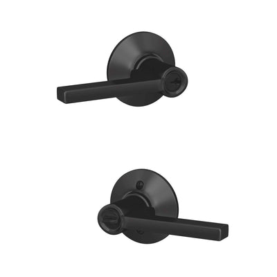 Schlage Latitude Matte Black Entry Lever Grade 1 1-3/4 in.