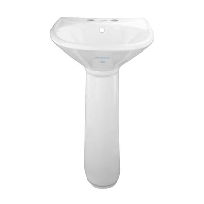 Ondine 16 in. Small Pedestal Combo Bathroom Sink in White with Overflow - Super Arbor