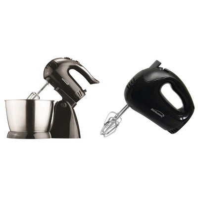 3 Qt. 5-Speed Black Electric Stand Mixer with Bowl and 5-Speed Black Electric Hand Mixer - Super Arbor