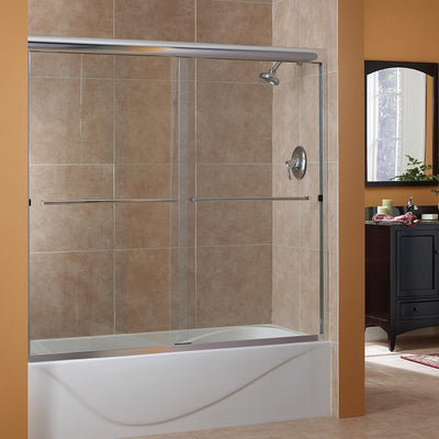 Cove 50 in. to 54 in. x 55 in. Semi-Framed Sliding Bypass Tub/Shower Door in Silver with 1/4 in. Clear Glass - Super Arbor