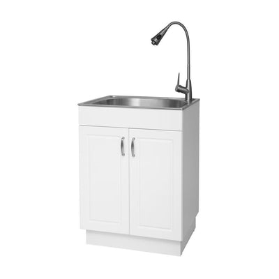 All-in-One 24.2 in. x 21.3 in. x 33.8 in. Stainless Steel Laundry/ Utility Sink and Cabinet - Super Arbor
