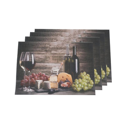 Wine and Grapes Multi-Color Textilene Placemat (Set of 4) - Super Arbor
