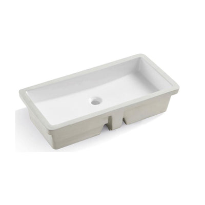 Kingsman Hardware 27-13/16 in. Rectangle Undermount Vitreous Glazed Ceramic Lavatory Vanity Bathroom Sink in Pure White - Super Arbor