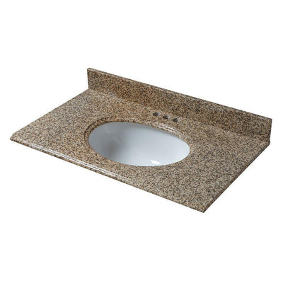 25 in. x 22 in. Granite Vanity Top in Montesol with White Bowl and 4 in. Faucet Spread - Super Arbor