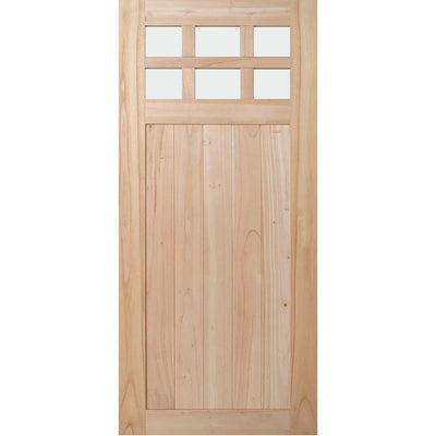 36 in. x 80 in. Farmhouse Unfinished Solid Wood 6 Lite Obscure Glass Interior Door Slab - Super Arbor