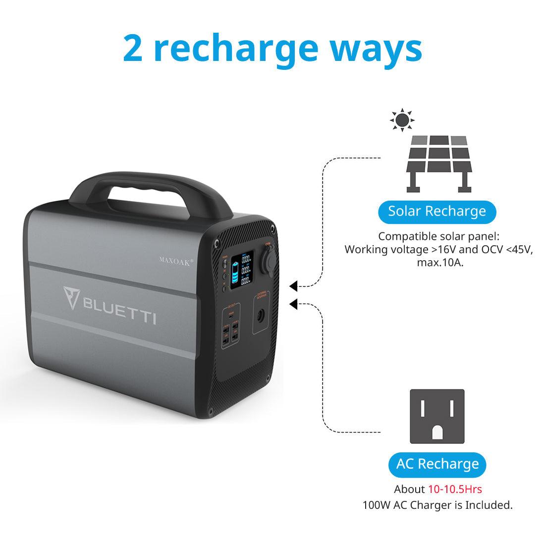 Bluetti Lithium Portable Power Station BLUETTI AC100 1000Wh 600W AC110V  Emergency Battery Backup Pure Sinewave 2AC Outlet Power Storage Multi-use  ...