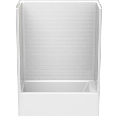 Everyday Subway Tile 60 in. x 32 in. x 80 in. 1-Piece Bath and Shower Kit with Left Drain in White - Super Arbor