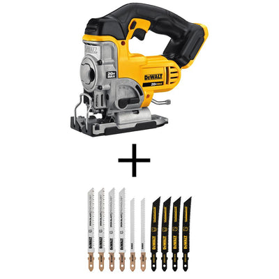 20-Volt MAX Li-Ion Cordless Jig Saw (Tool-Only) with Bonus General Purpose T-Shank Jig Saw Blade Set with Case (10-Pack) - Super Arbor