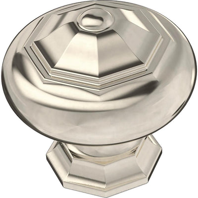 Finial 1-1/4 in. (32mm) Polished Nickel Round Cabinet Knob - Super Arbor